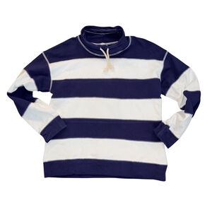 J.Crew Striped Sweatshirt Size M Blue White cowl neck nautical beach